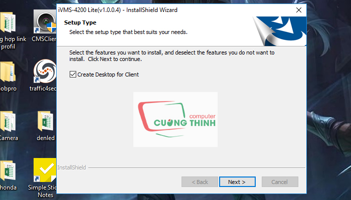 Tích vào ô Create Desktop for Client sau đó chọn Next