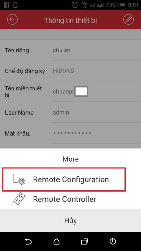 Chọn Remote Configuration