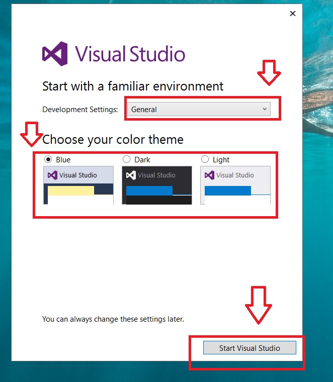 Chọn màu giao diện Visual Studio 2015 