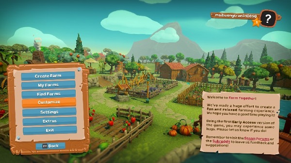 Màn hình lúc mới vào game Nông trại 3D - Farm Together