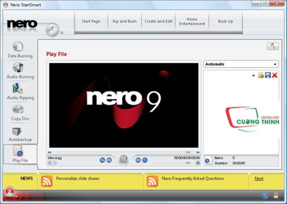 Bước 11 - Màn hình chính của phần mềm Nero 9