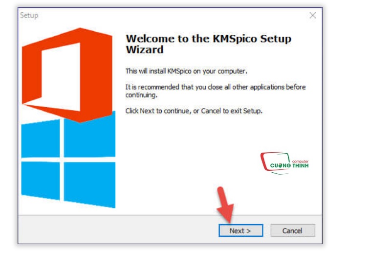 Chọn “Next” để tiến hành cài đặt KMSpico 10.2.0