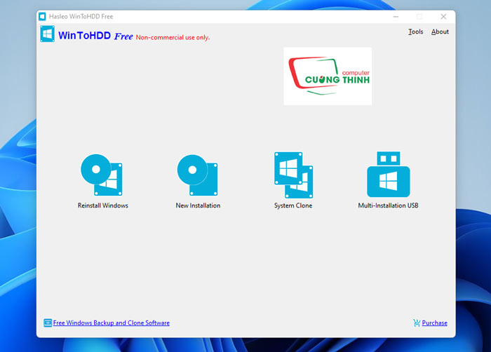Giao diện phần mềm WinToHDD