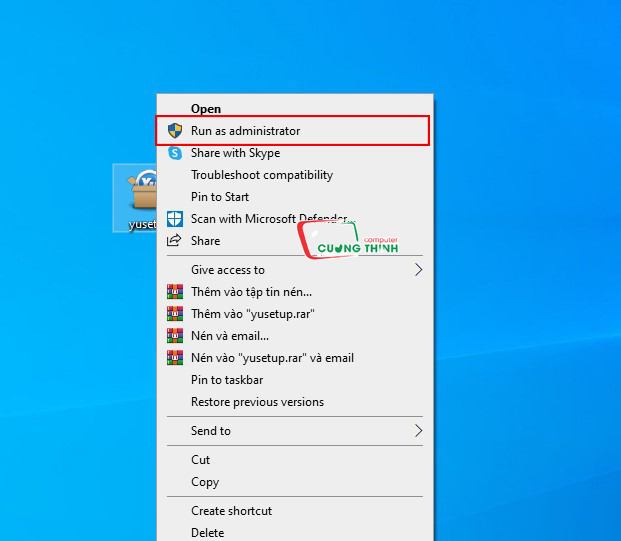 Chạy File cài đặt bằng quyền Admin