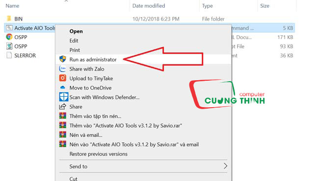 Chạy file Activate AIO Tools