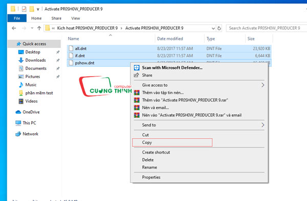 Copy hết tất cả file trong thư mục Activate
