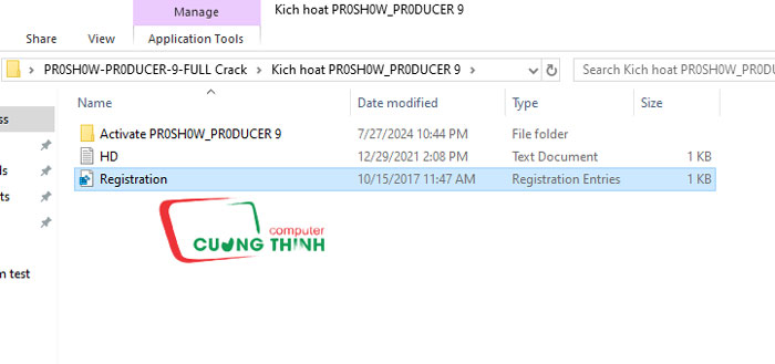Quay lại file kích hoạt chạy Registration