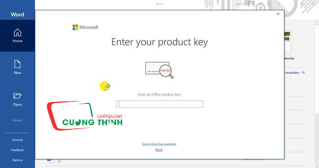 Thông báo yêu cầu nhập KEY bản quyền
