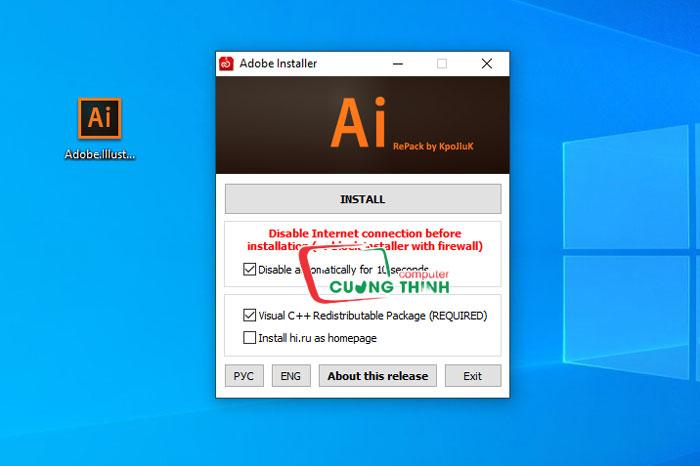 Tích tùy chọn như hình và nhấn Install