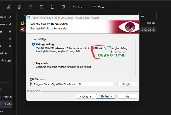 Tùy chọn Thông Thường rồi nhấn Tiếp Theo Tùy chọn Thông Thường rồi nhấn Tiếp Theo