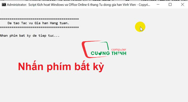 nhấn phím bất kỳ để thoát