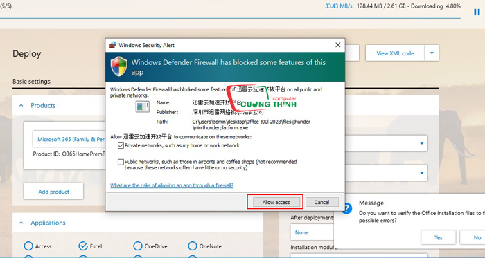 Chọn Allow Access Chọn Allow Access