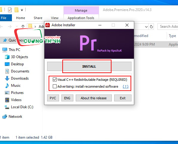 Chọn Tùy chọn như hình và nhấn Install Chọn Tùy chọn như hình và nhấn Install