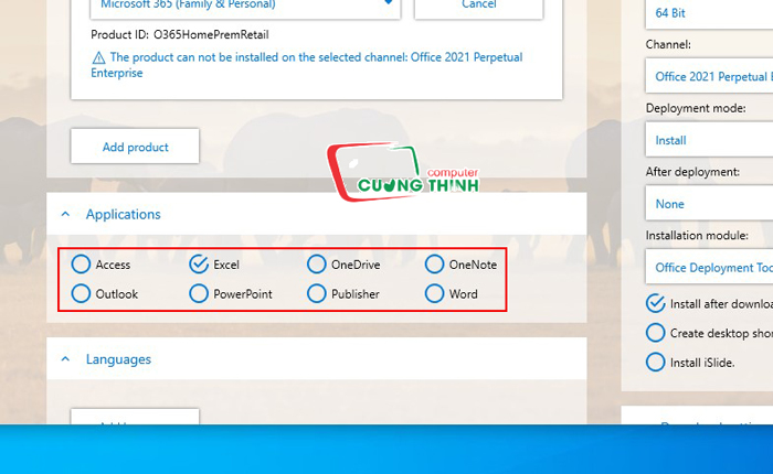 Chọn công cụ Excel để cài đặt Chọn công cụ Excel để cài đặt