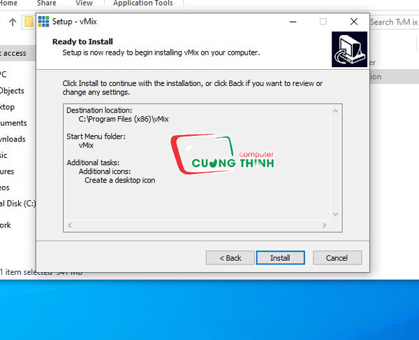 Nhấn Install để cài đặt phần mềm