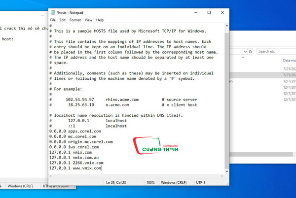 Thêm vào file host và lưu lại