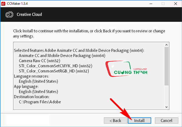 Chọn Install để cài đặt